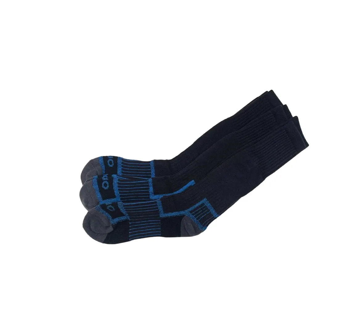 9 x Rio No Hole Reinforced Socks Black/ Grey/ Blue Comfortable Crew