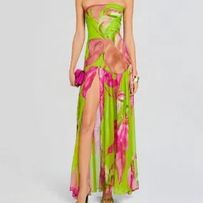 Alma Strapless Floral Printed Maxi Dress