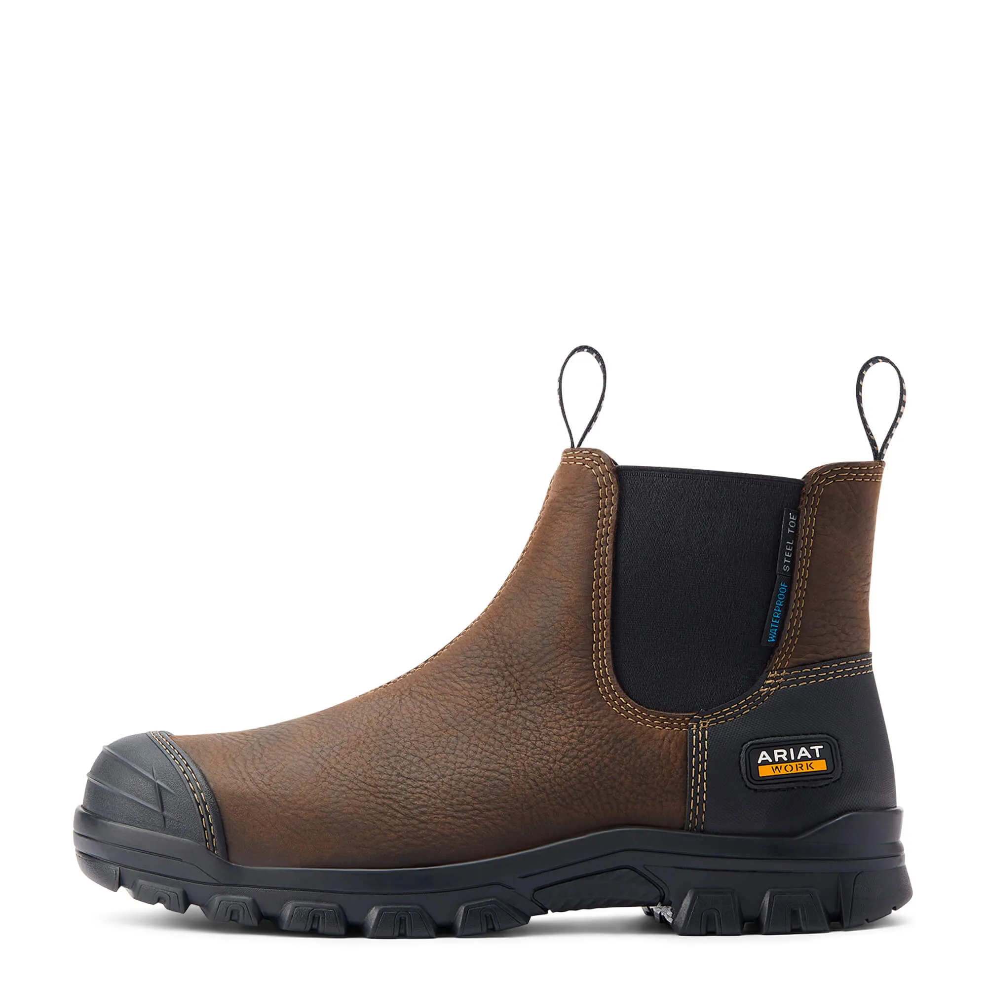 ARIAT Treadfast Chelsea Work Boots - Mens Waterproof Steel Toe Cap - Dark Brown