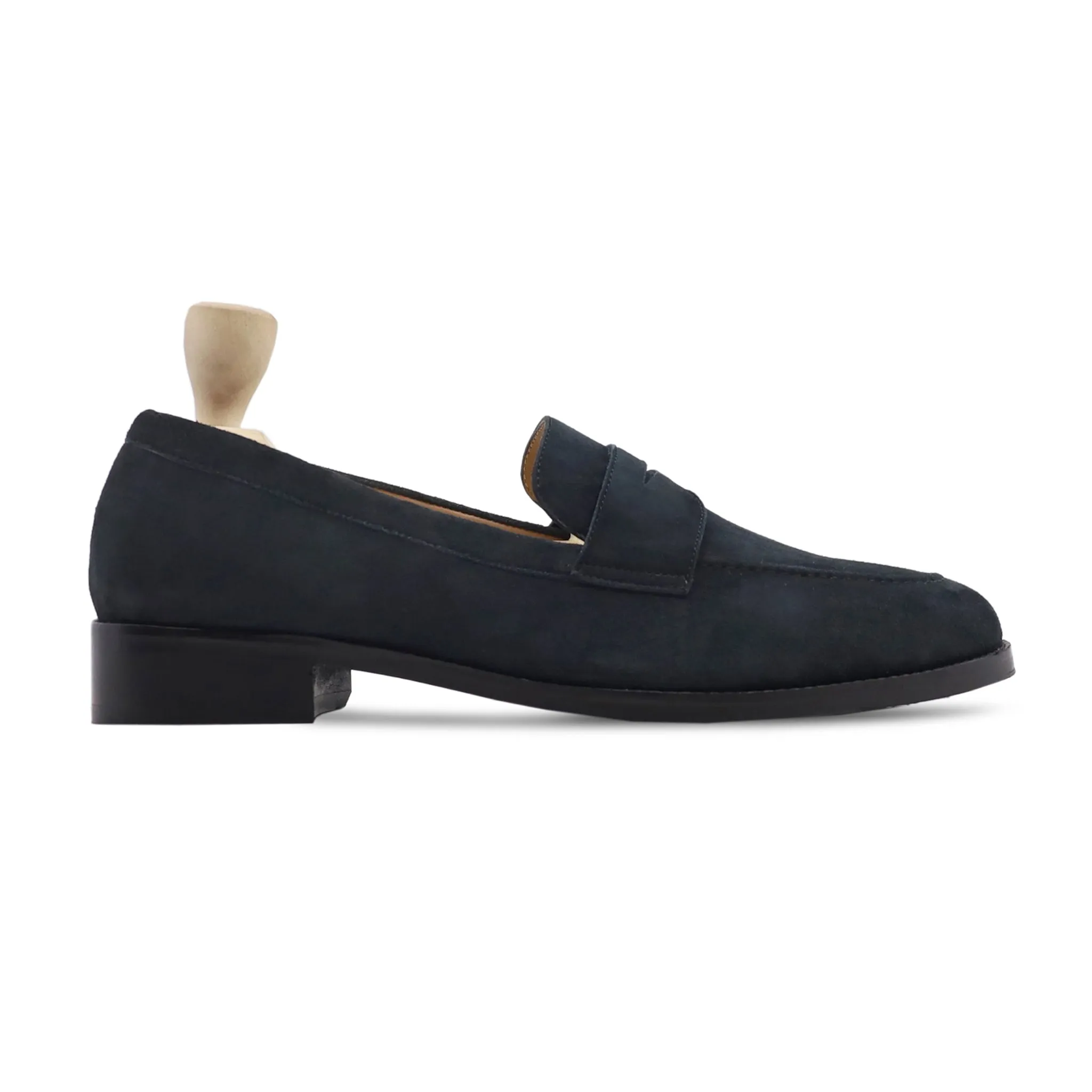 Awas - Men's Navy Blue Kid Suede Loafer