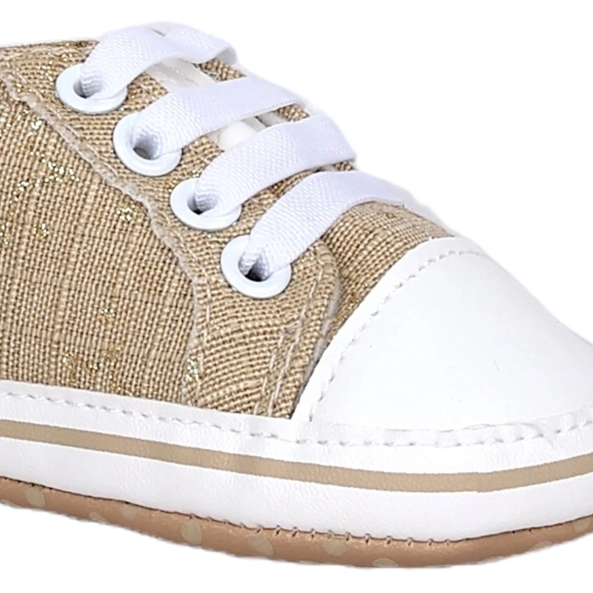 Baby Moo Lace-Up Design Anti-Skid Jute Sneakers - Beige, White