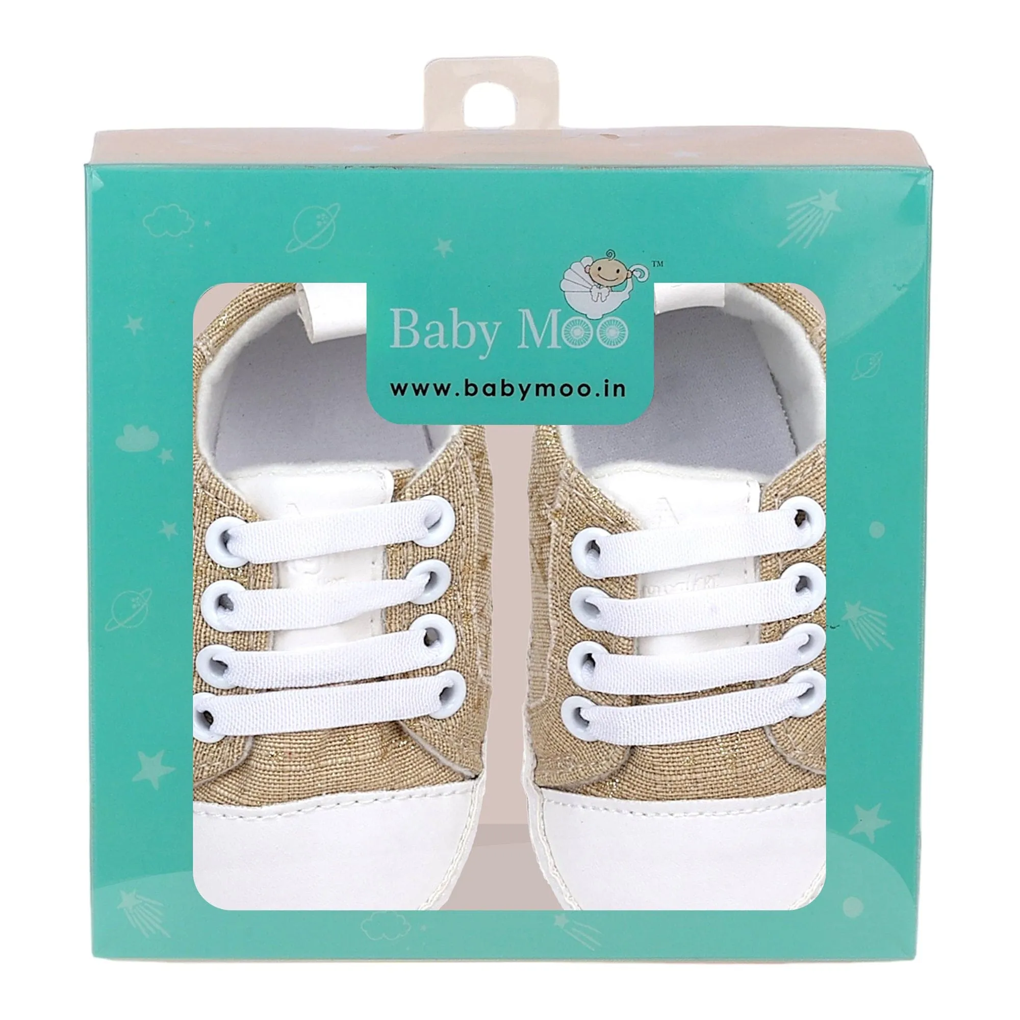 Baby Moo Lace-Up Design Anti-Skid Jute Sneakers - Beige, White