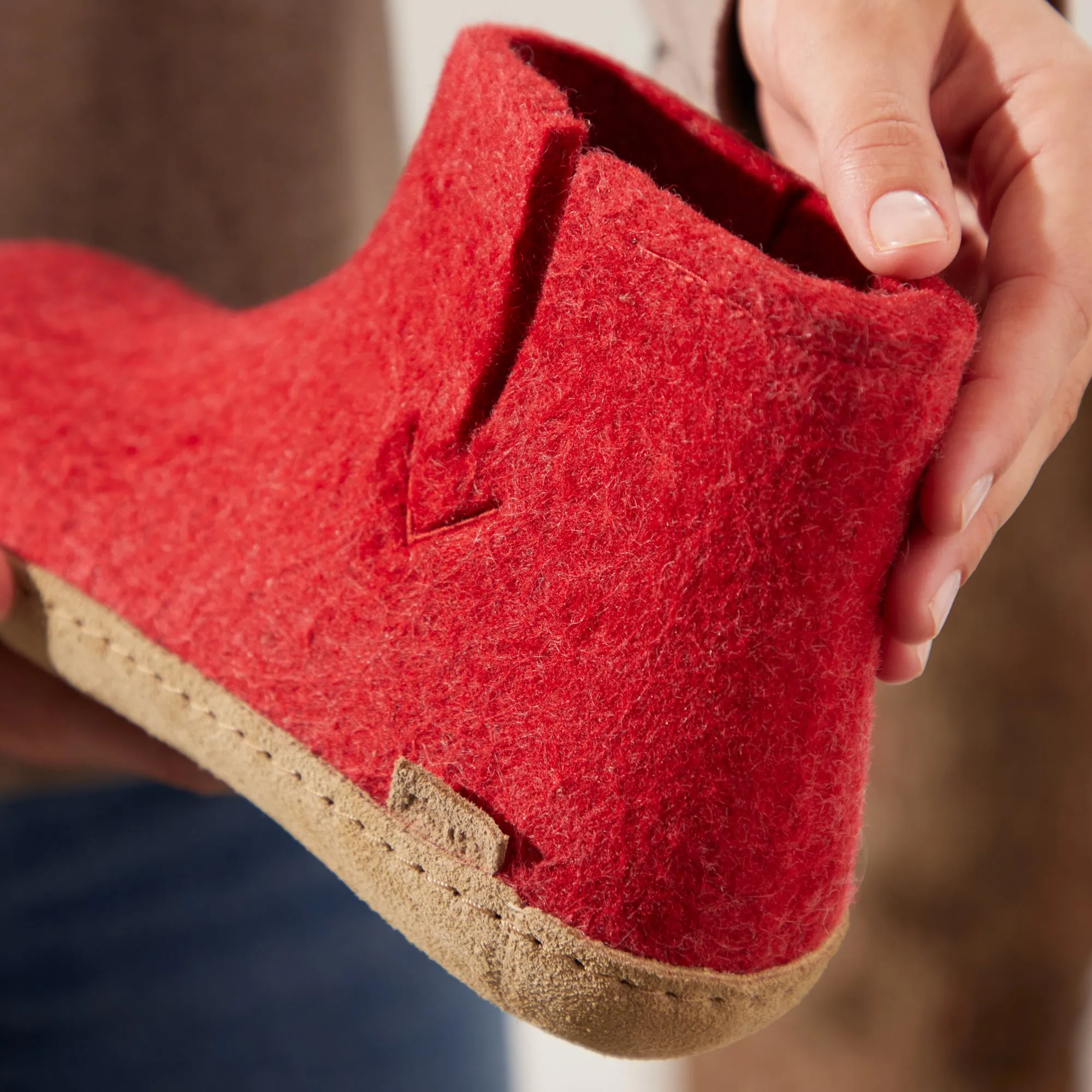 Boot with leather sole - Red