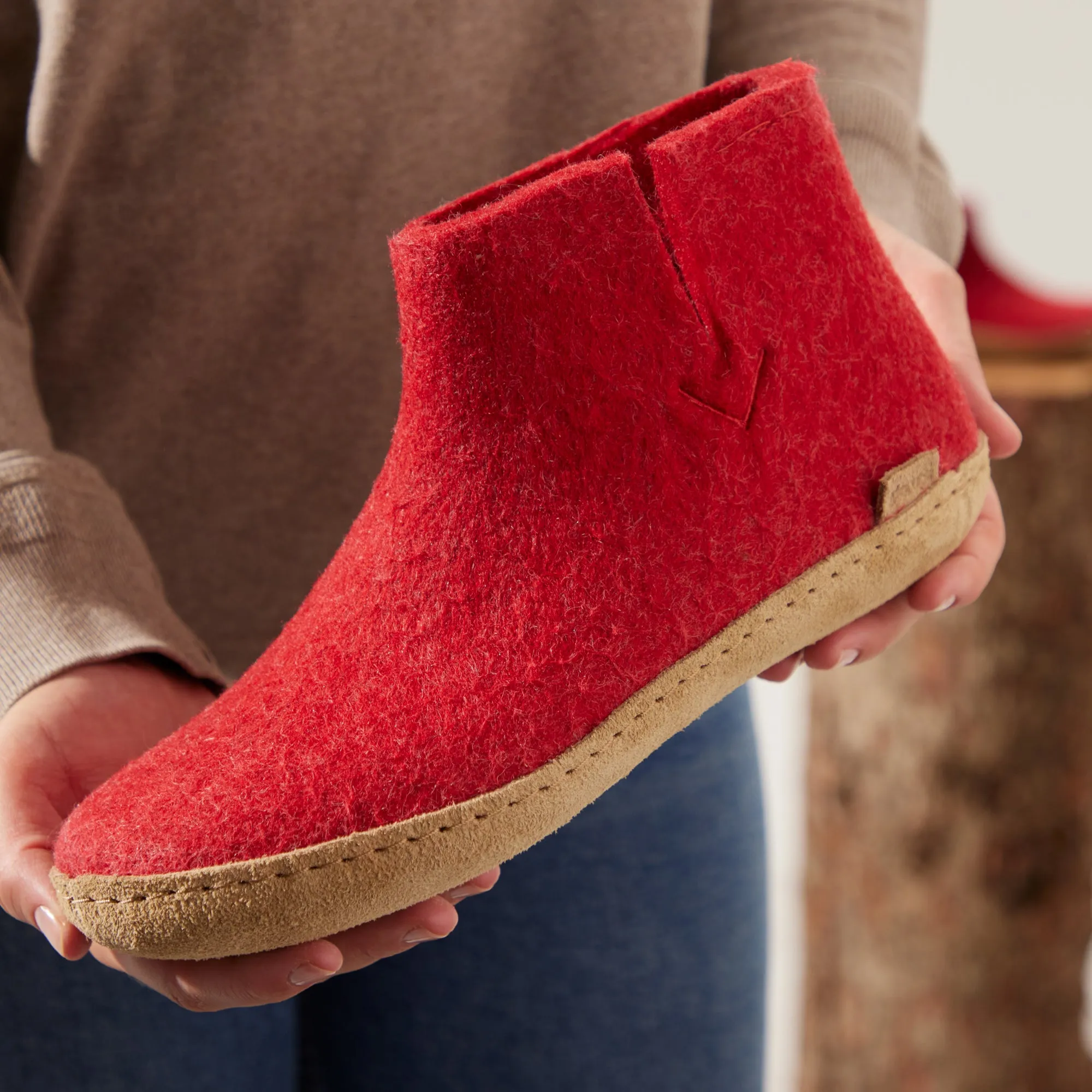 Boot with leather sole - Red