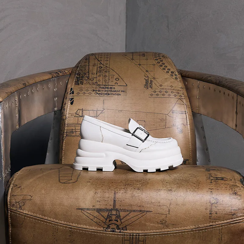 both x CHARLES & KEITH-PLATFORM BUCKLED LOAFERS-WHITE