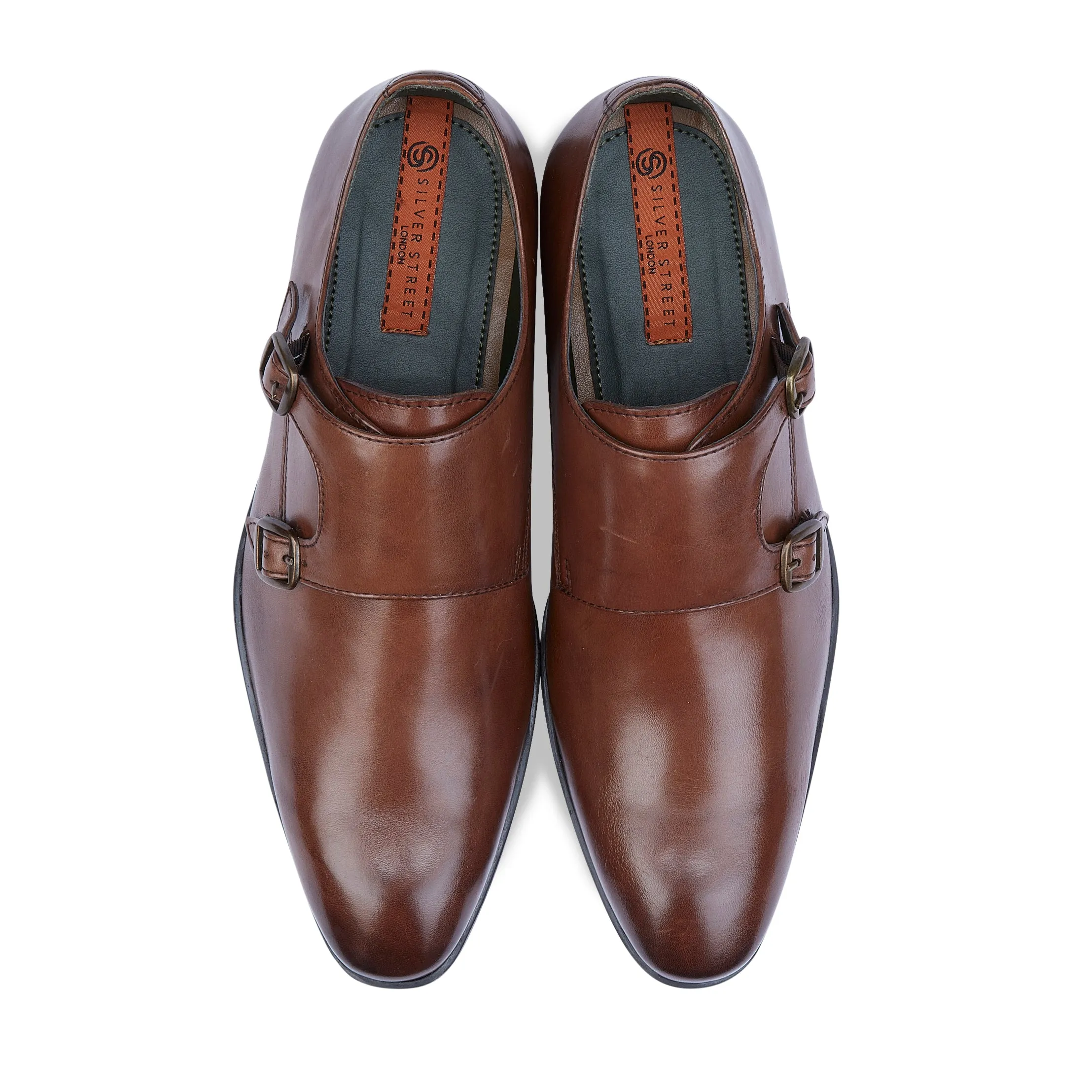 Bourne Leather Double Monk Strap Shoe  - Brown