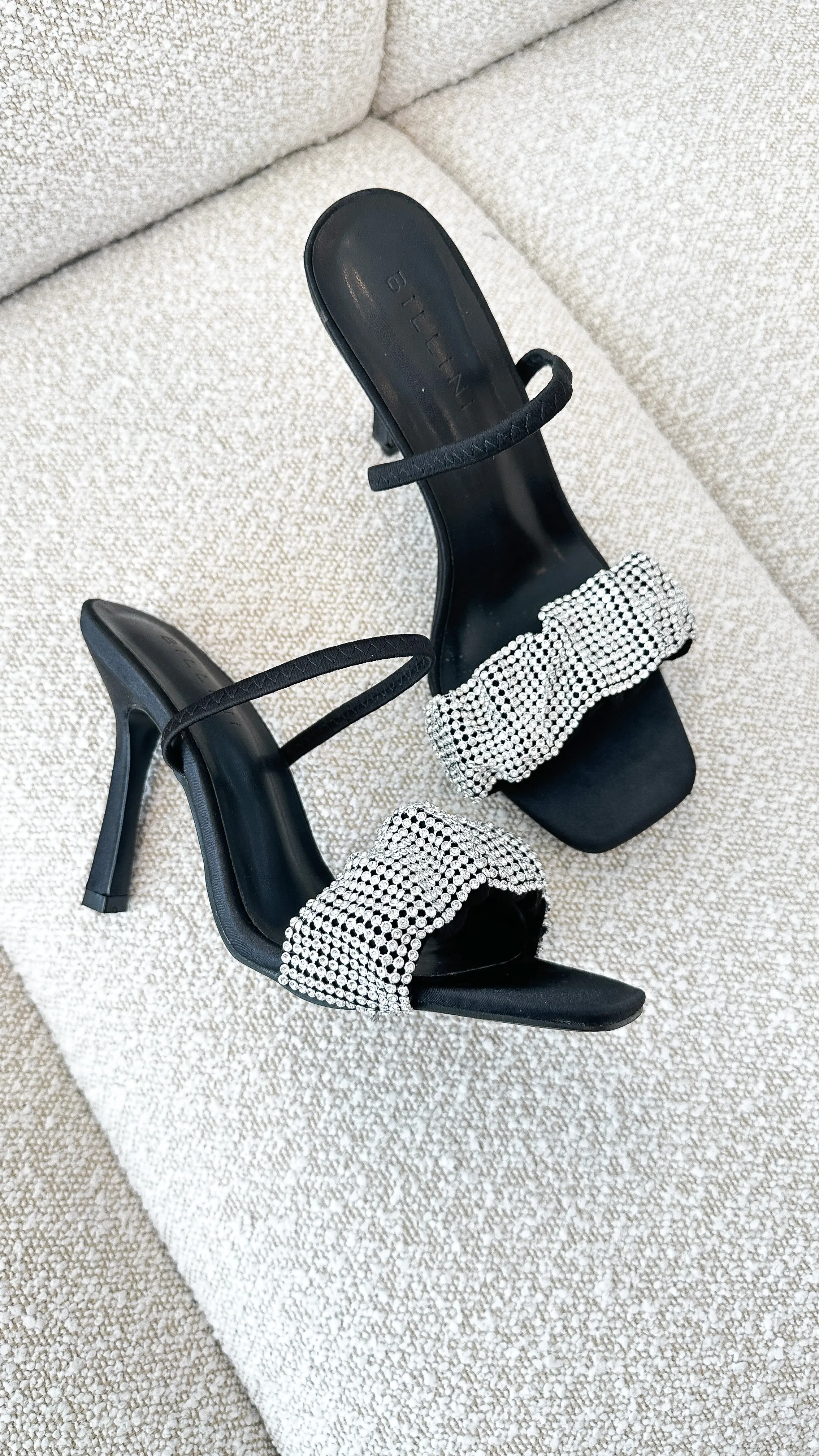 Brandi Heel - Black Satin Diamante