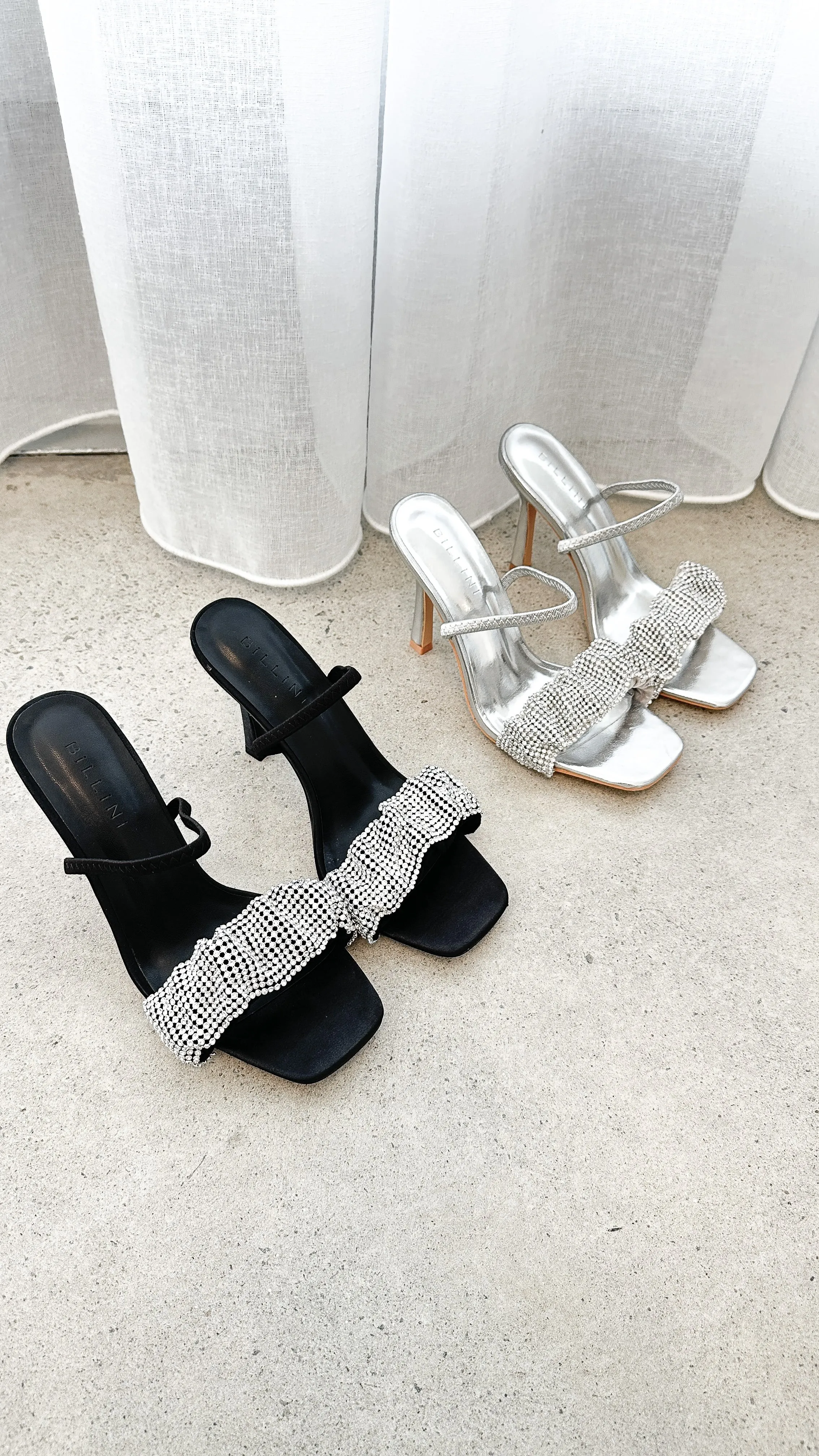 Brandi Heel - Silver Metallic Diamante