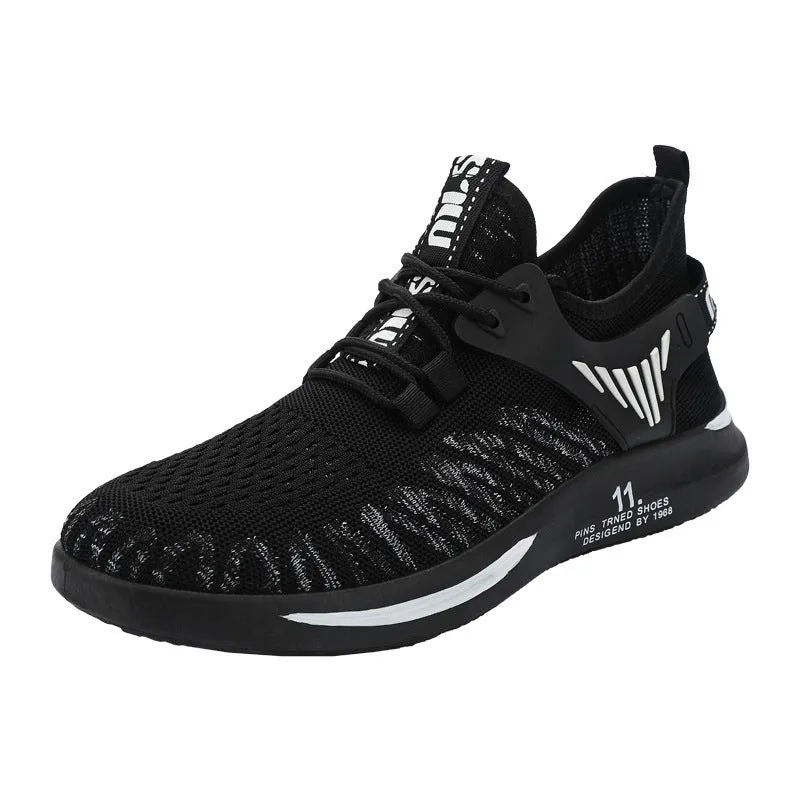 Breathable Fly Woven Lace Low Top Round Toe Large Size Casual Sports Shoes For Men