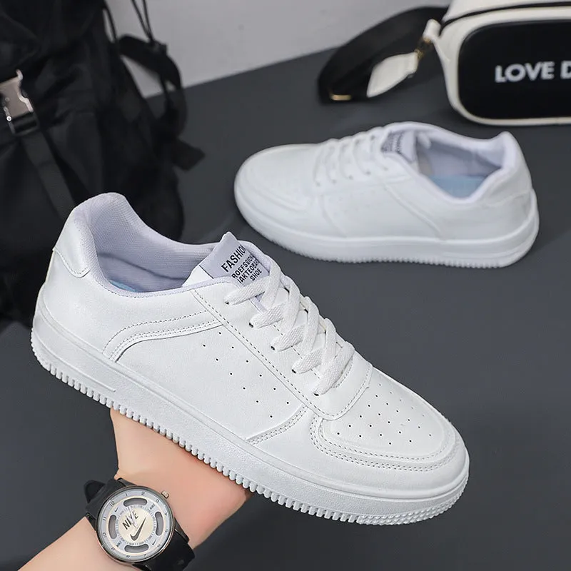 Breathable Men's Summer Sports Leisure Solid White Shoes