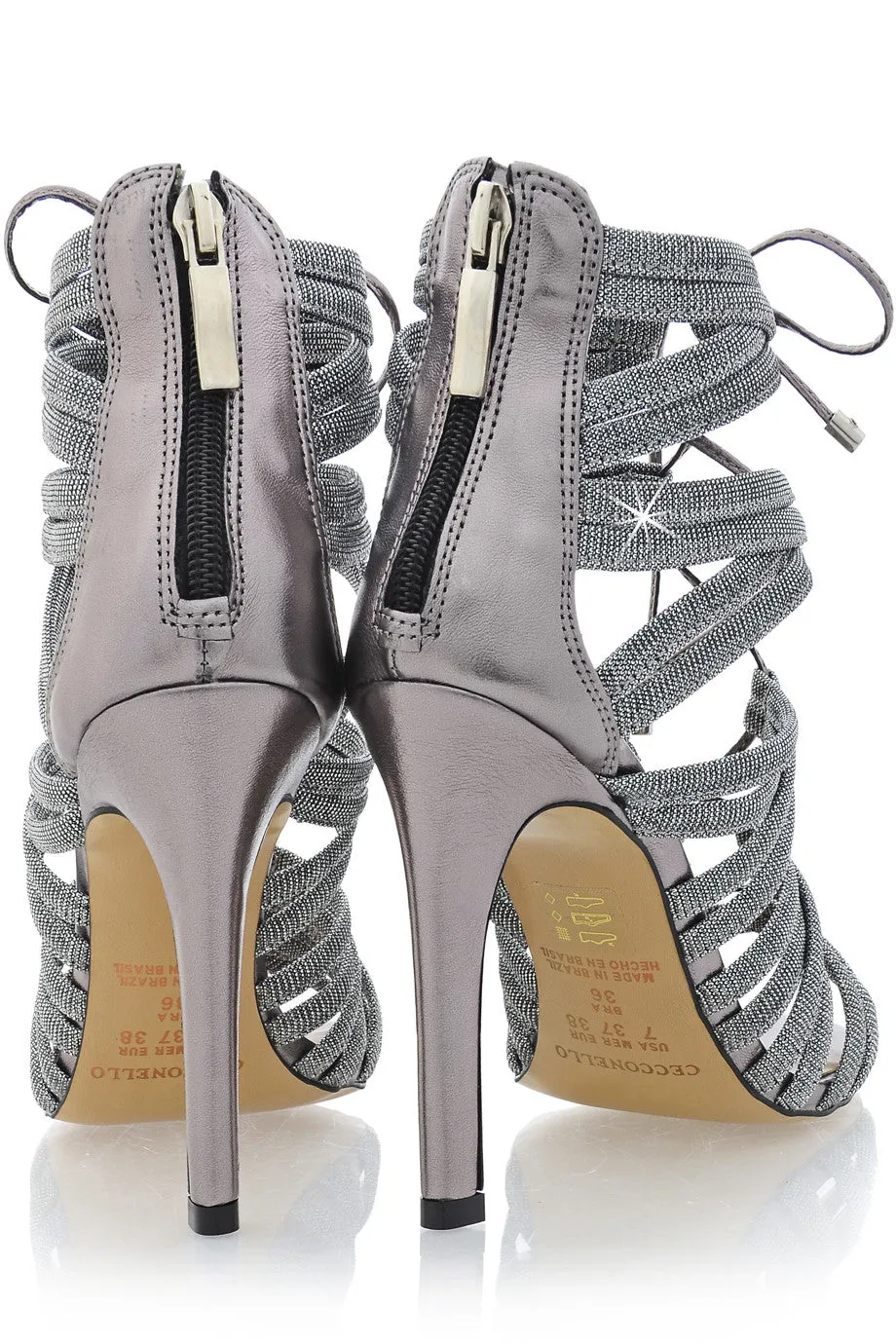 CECCONELLO ALESIA Silver Cord Heeled Sandals