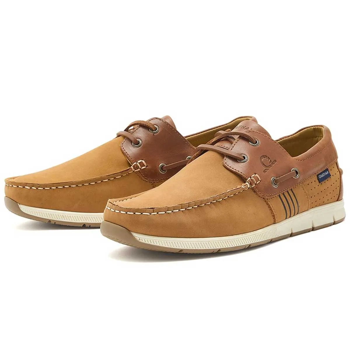 CHATHAM Brixham Leather & Nubuck Boat Shoes - Men's - Tan