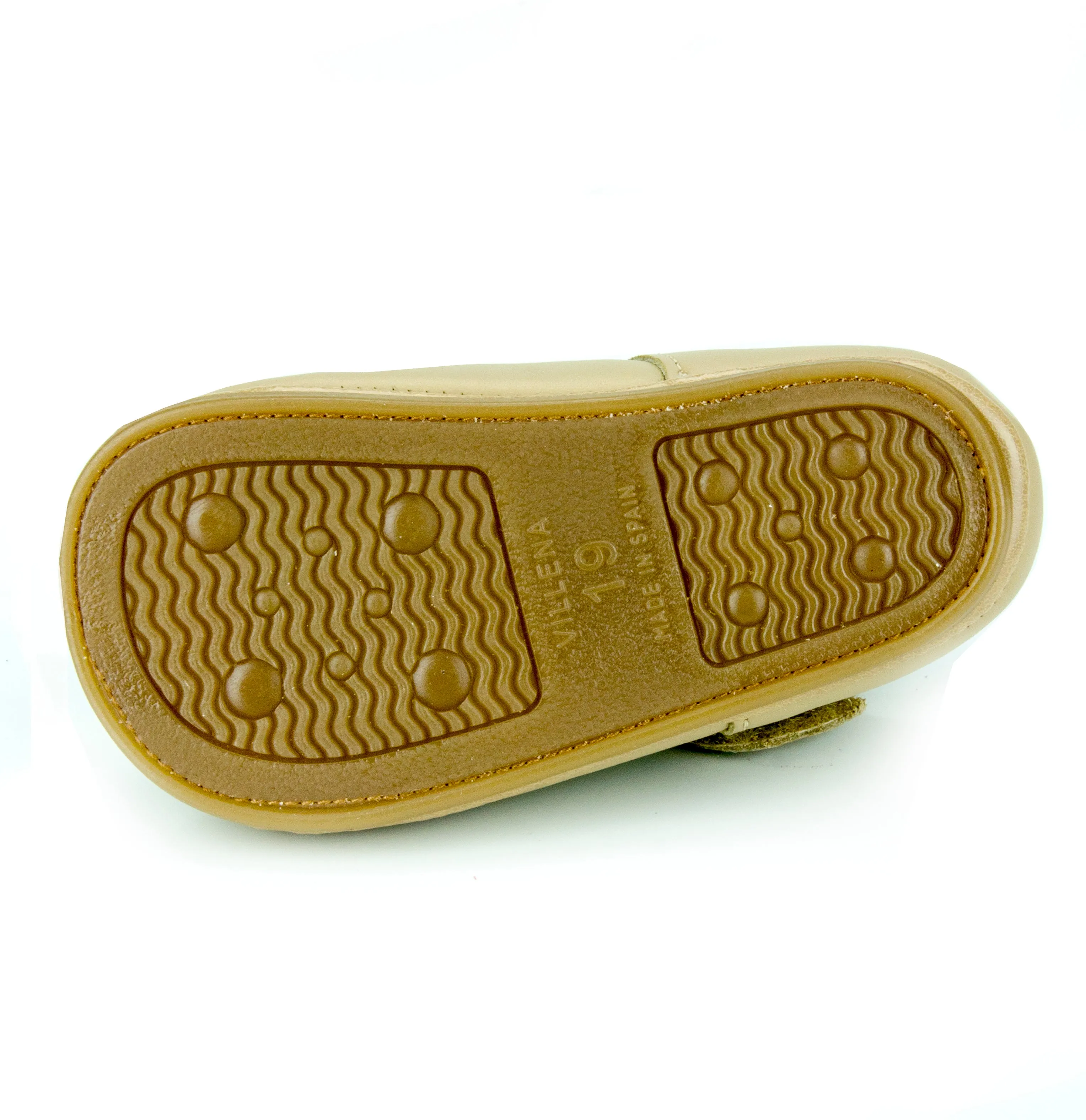 Classic Leather T-Strap Mary Janes Easy Open unisex for Boys and Girls Camel by Patucos