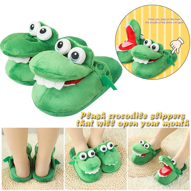 Comfy Crocodile Plush Slippers