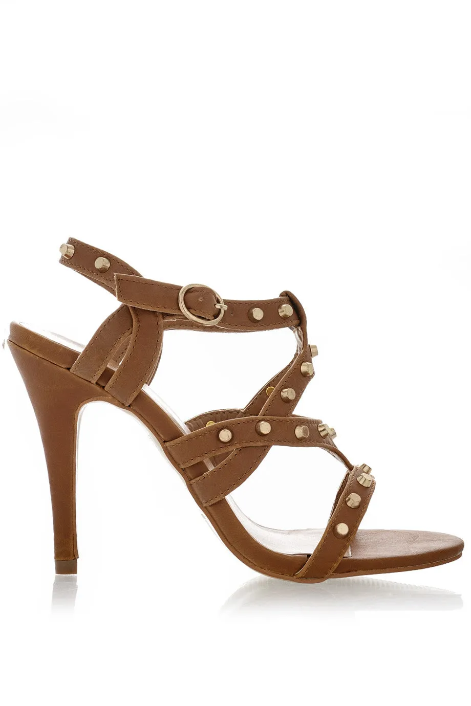 CYNDIE Brown Studded Heels