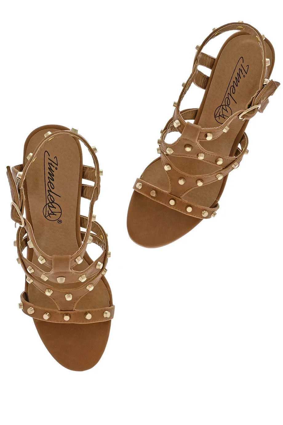 CYNDIE Brown Studded Heels