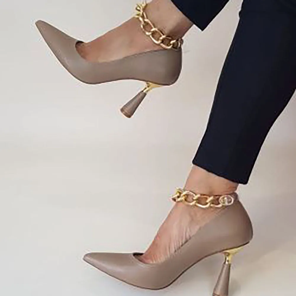 Empress Gold Chain Heel Pumps