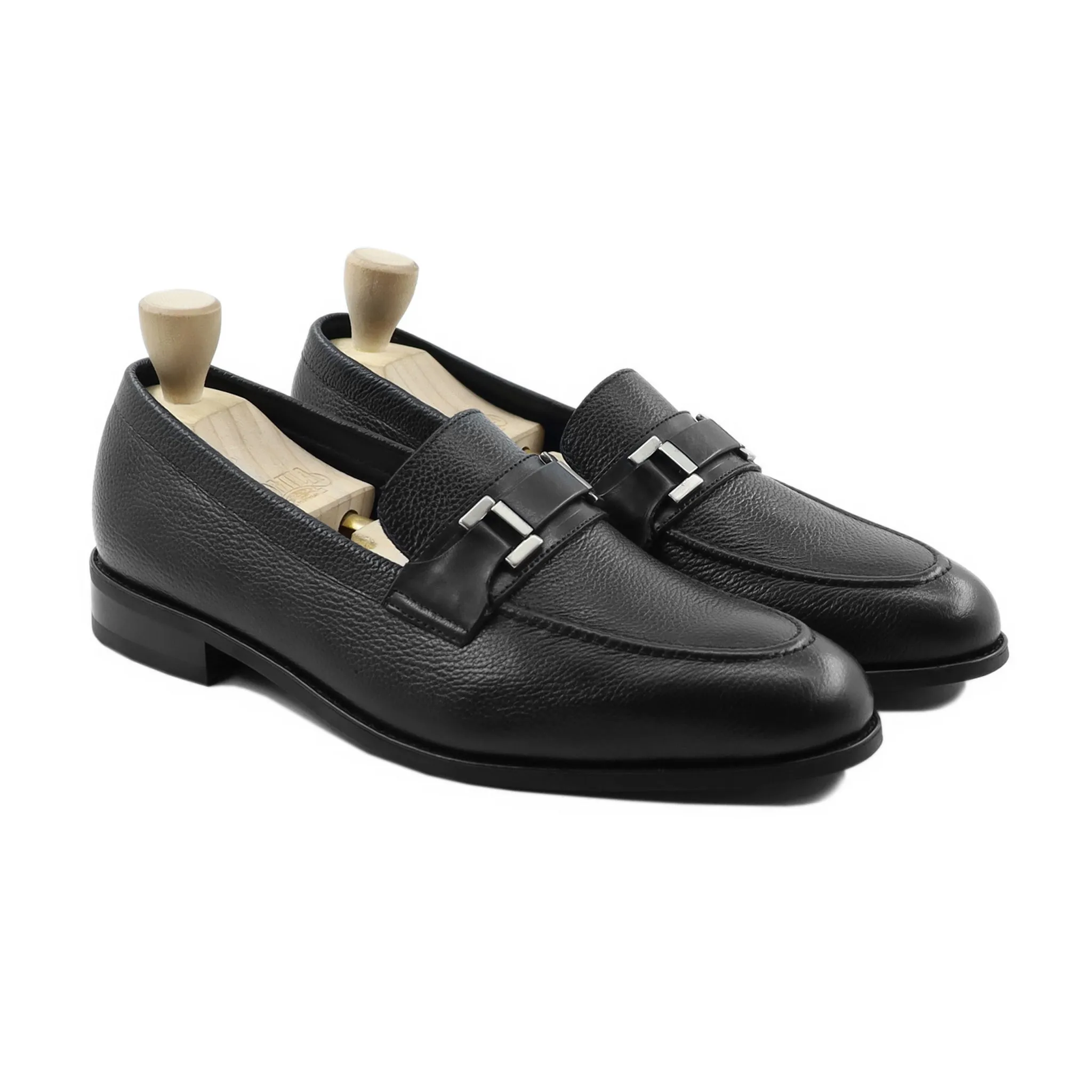 Espoo - Men's Black Pebble Grain Leather Loafer