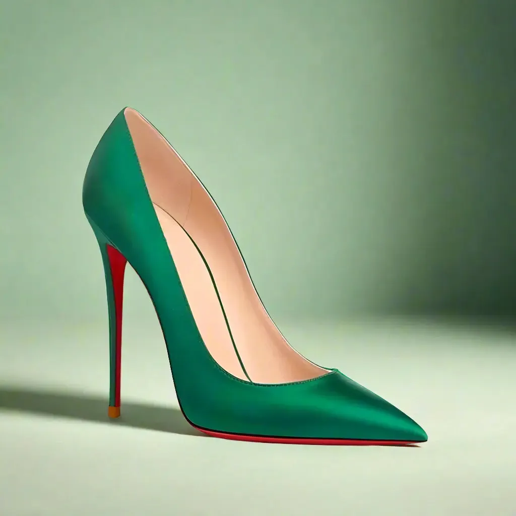 Fiorie Satin Green Heels