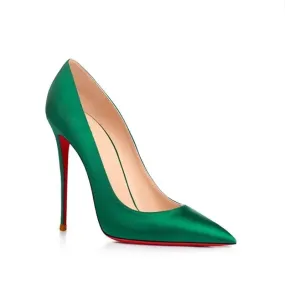 Fiorie Satin Green Heels