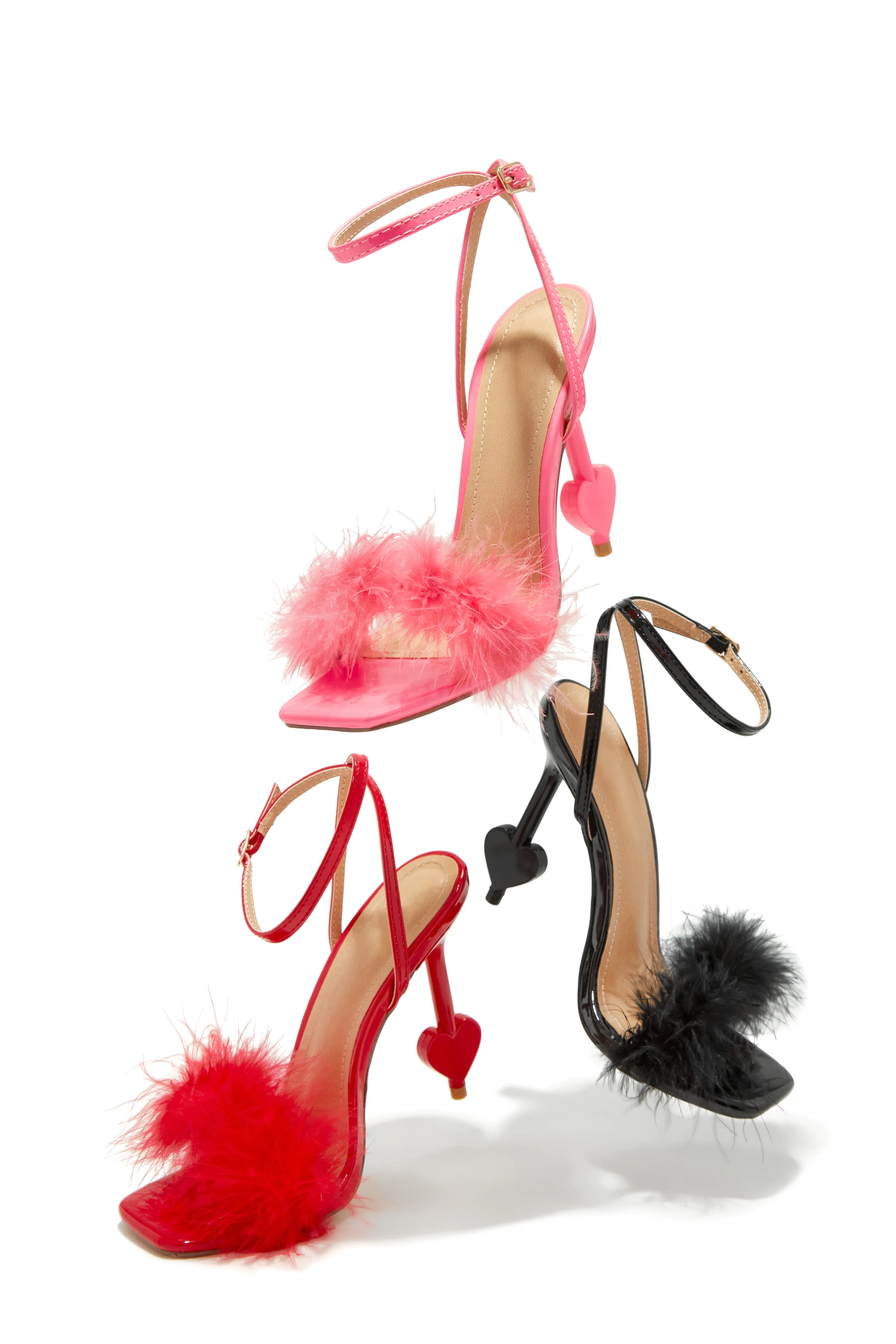 Forever and Always Faux Fur High Heels - Red