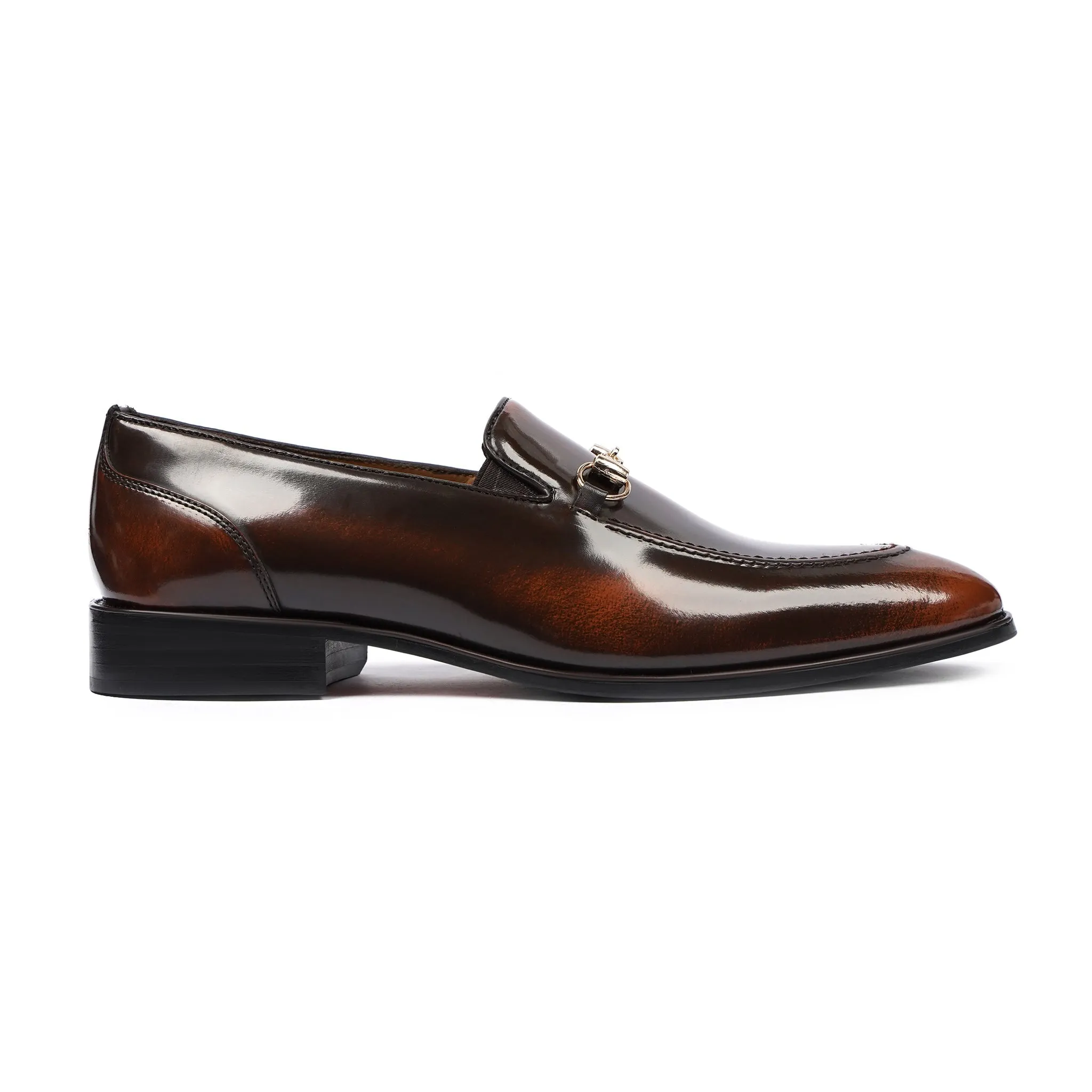 Forio - Men's Burnished Brown Box Leather High Shine Loafer