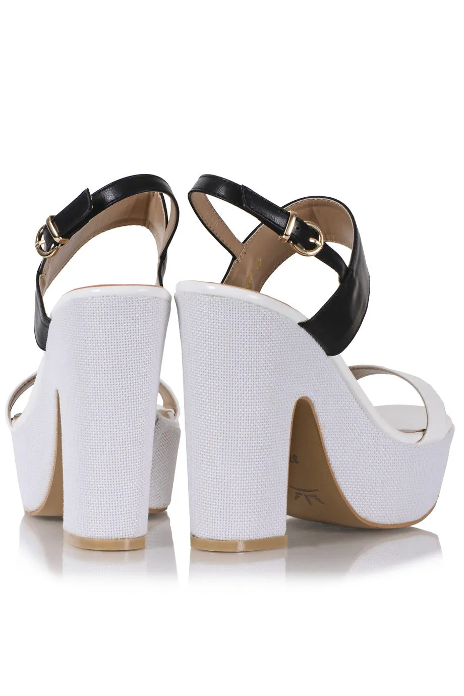 FRANCESCO MILANO CARINA Black White Heeled Sandals