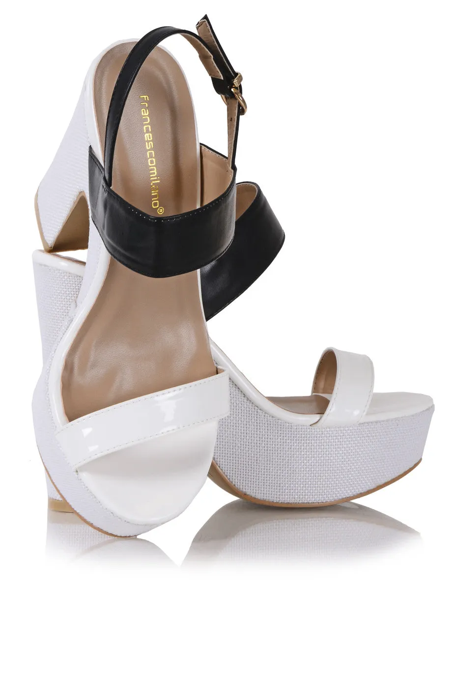 FRANCESCO MILANO CARINA Black White Heeled Sandals