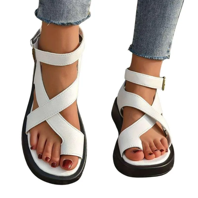 Genuine Leather Comfy Summer Sandals for Bunions - Toe Correction Sandals