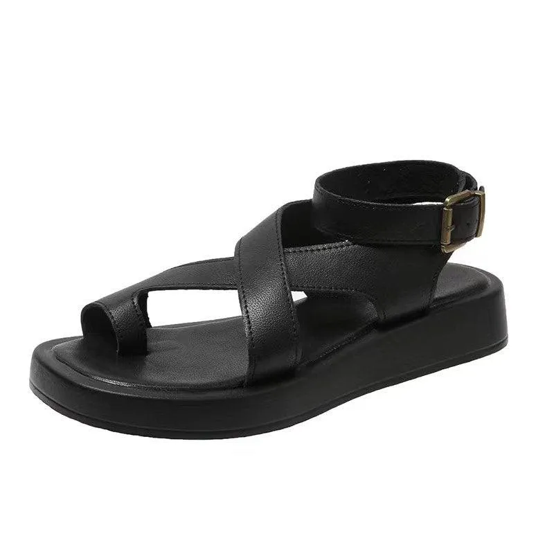 Genuine Leather Comfy Summer Sandals for Bunions - Toe Correction Sandals