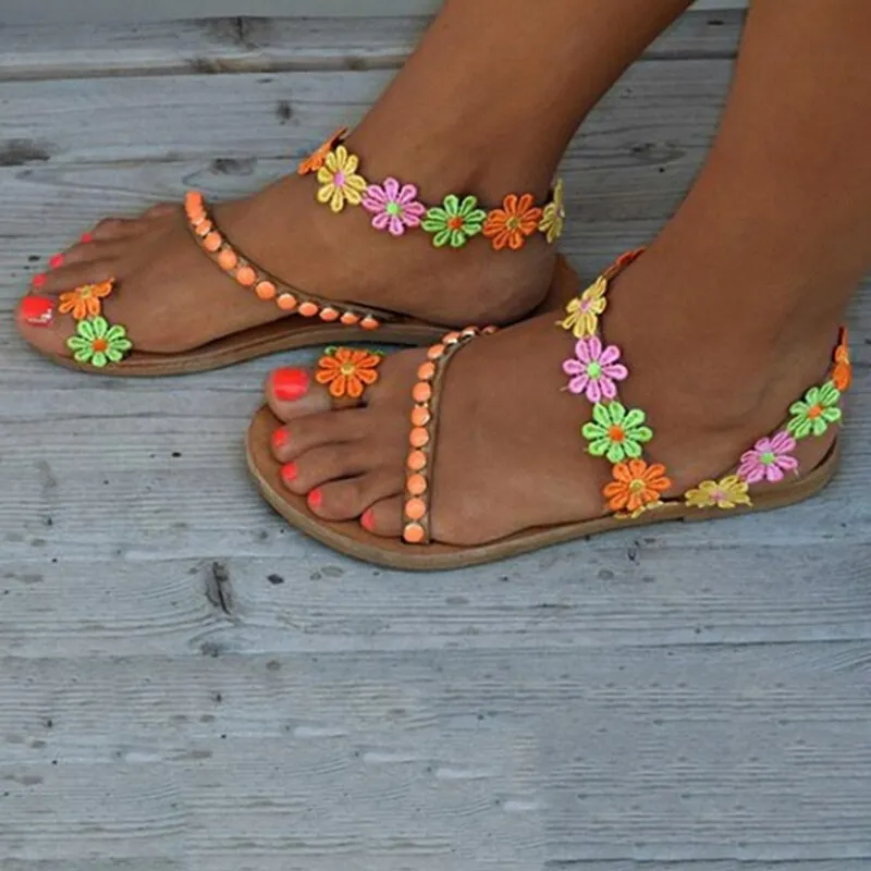 Gladiator Flowers Design Summer Sandals