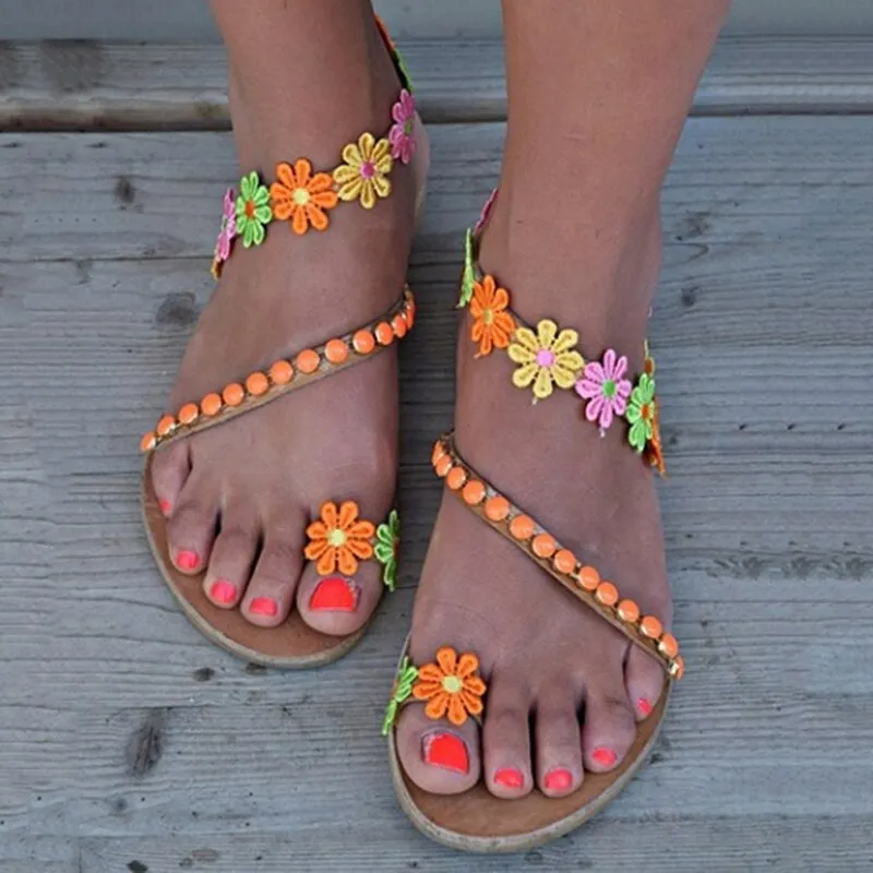 Gladiator Flowers Design Summer Sandals