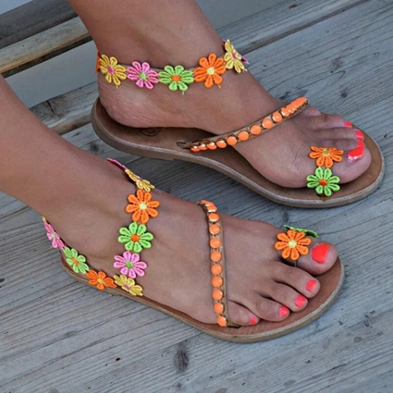 Gladiator Flowers Design Summer Sandals