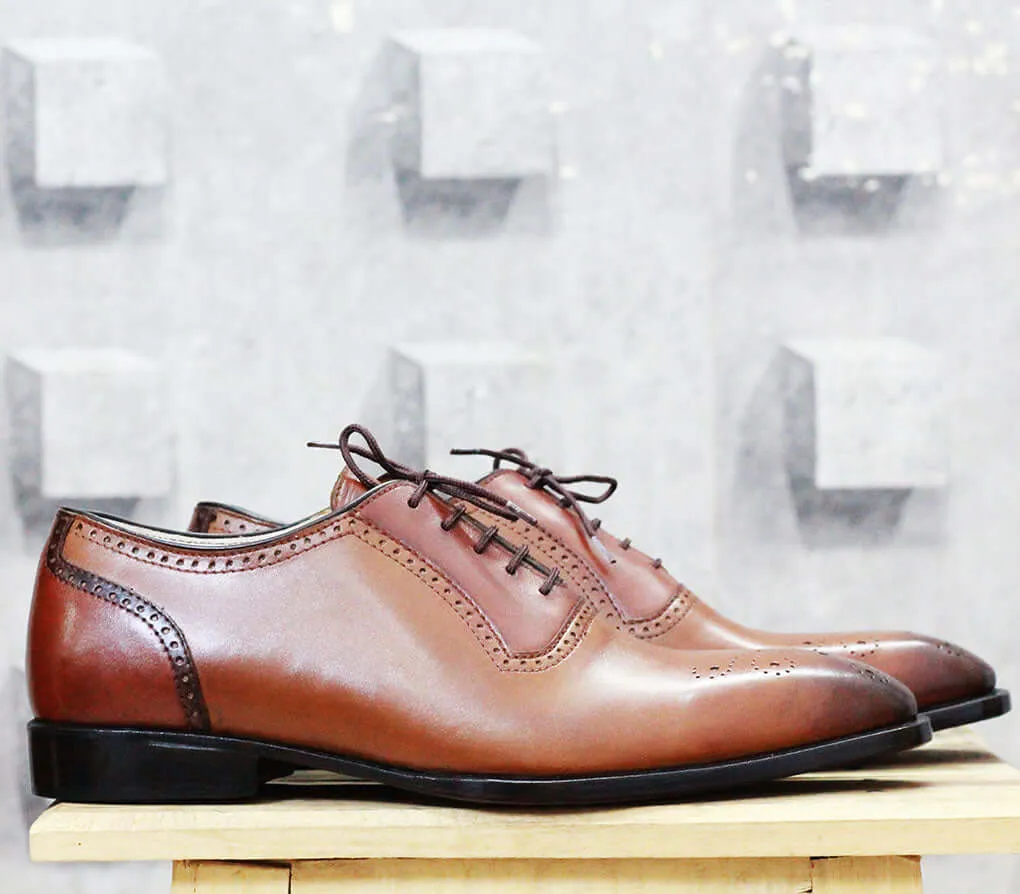 Handmade Brown Brogue Leather Men Shoes, Lace Up Shoes for men's