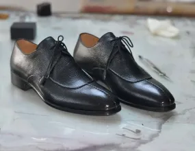 Handmade Men's Split Toe Shoes, Men's Black Lace Up Leather Shoes