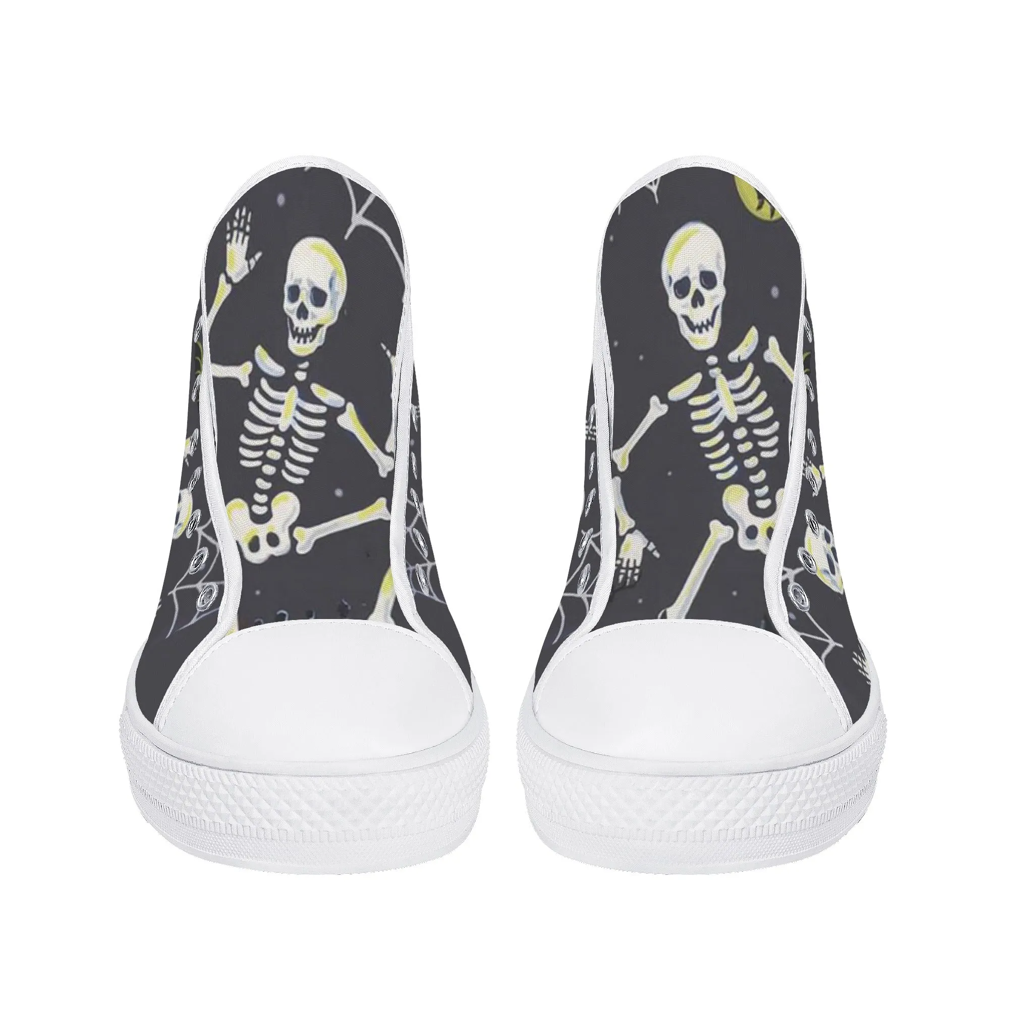 High Top Canvas Sneakers | Printed Tongue | Halloween themed Goth shoes | Spooky season | Dancing Skeletons