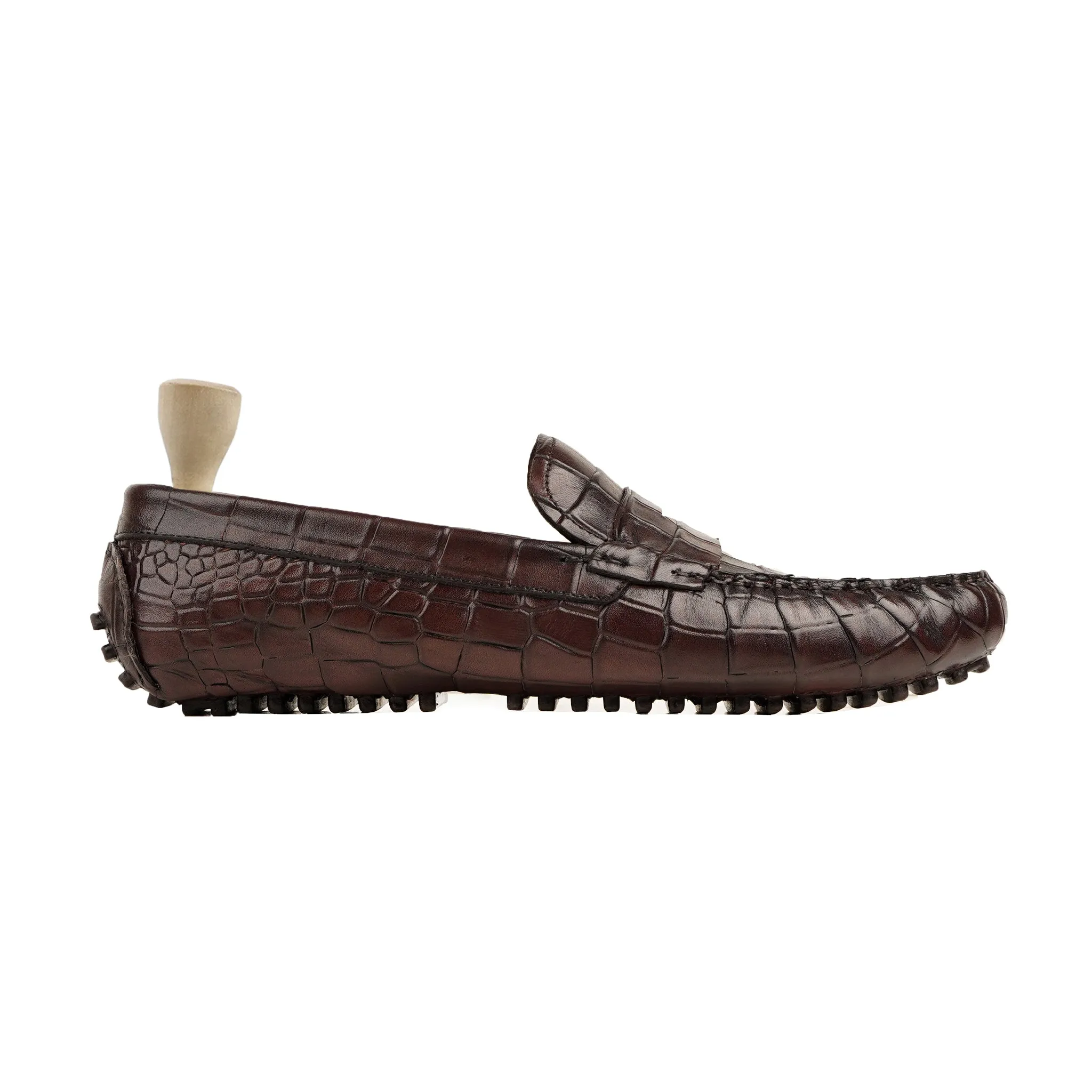 Hoshi - Men's Dark Brown Calf Leather Driver Shoe