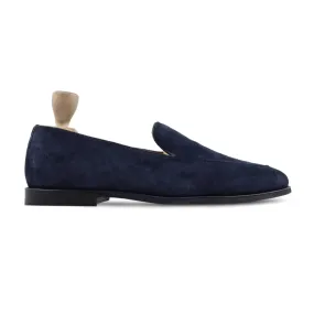 Hotaka - Men's Navy Blue Kid Suede Loafer