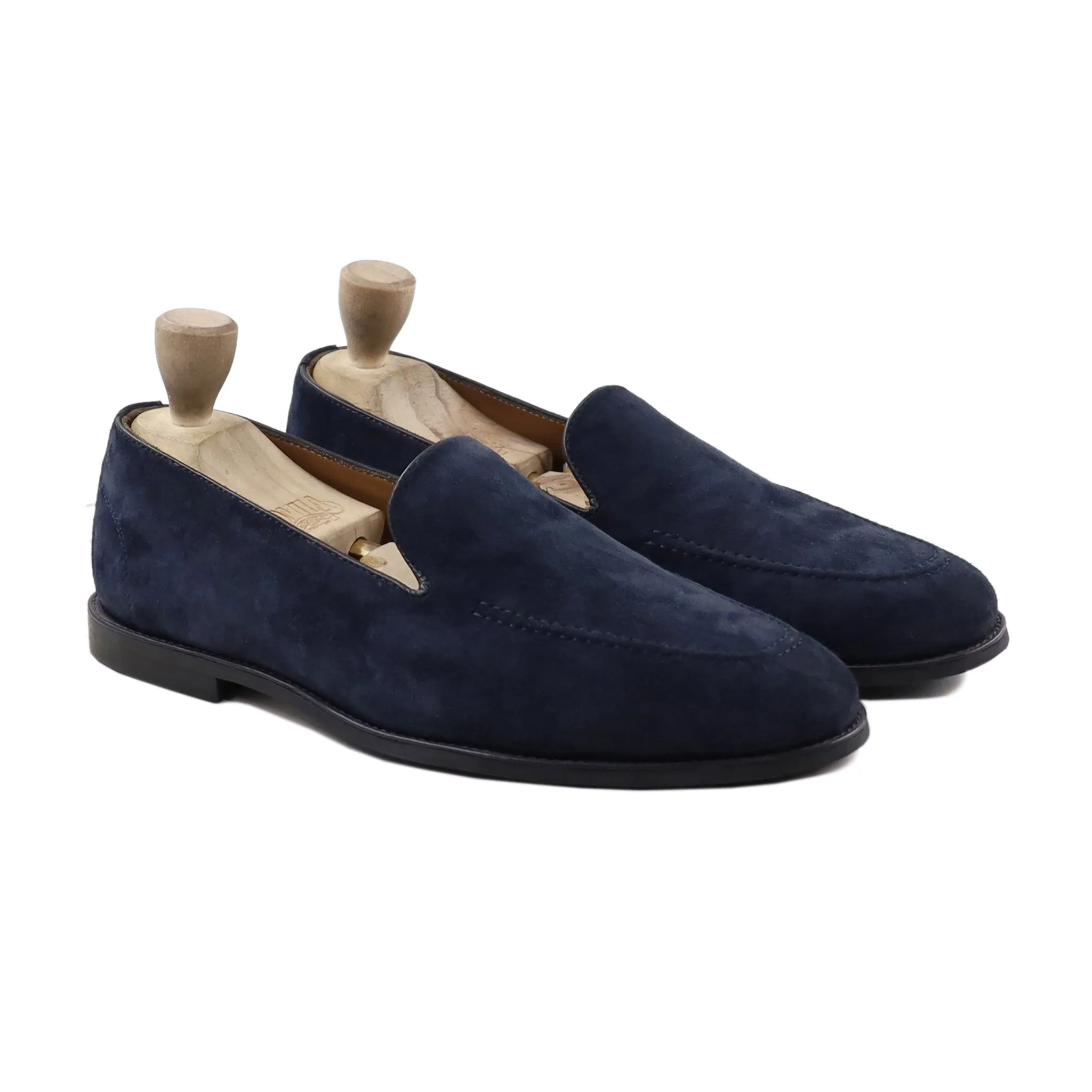 Hotaka - Men's Navy Blue Kid Suede Loafer