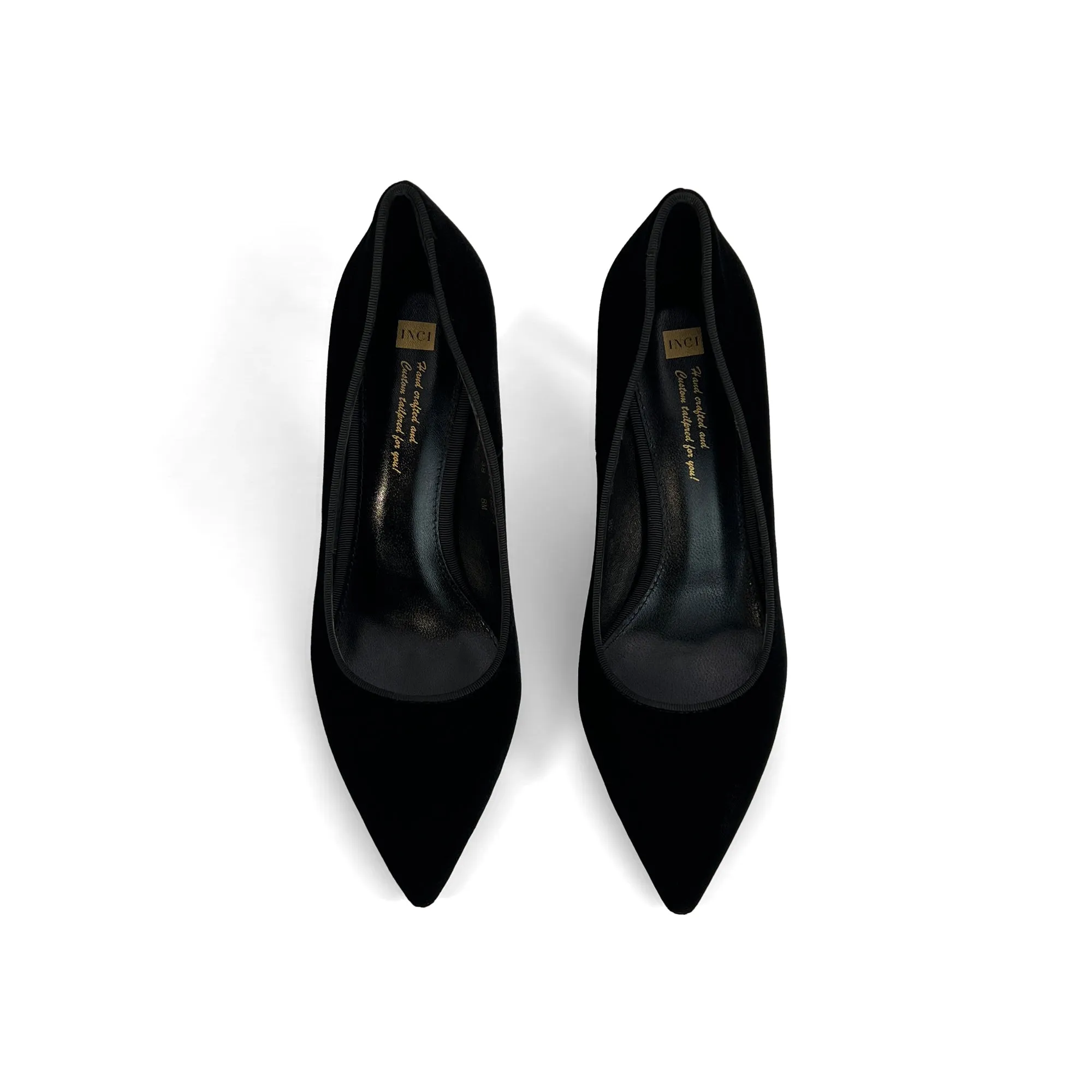 INCI Malin Black Velvet & Sheepskin lining-Pumps for Women 3.3 inch Heels-Stiletto High Heels Pointy Toe Pumps Shoes