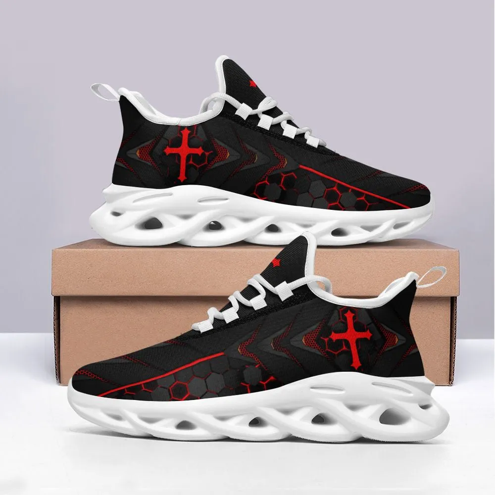 Jesus Red Black Running Sneakers Max Soul Shoes - Christian Shoes For Men And Women