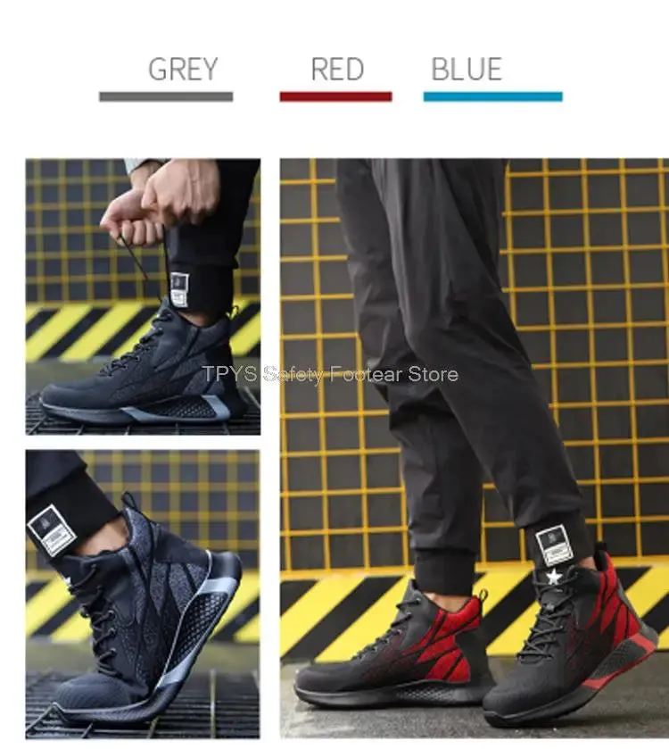 Men's High Top Comfortable Steel Toed Work Sneakers