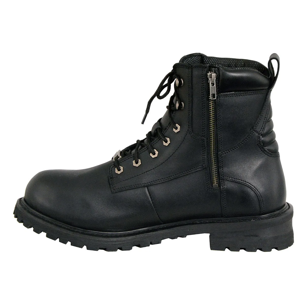 Milwaukee Leather MBM9097WPST Men's Black Wide-Width 6-inch Logger Steel Toe Water Proof Leather Boots