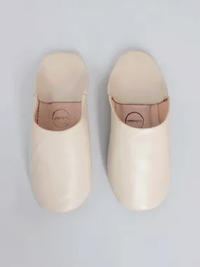 Moroccan Babouche Basic Slippers, Chalk