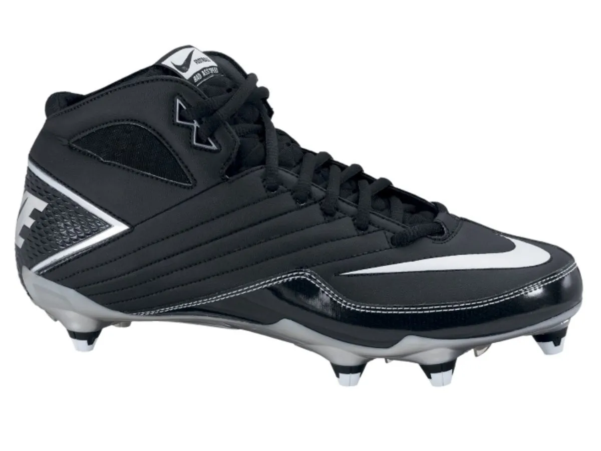 Nike Super Speed D 3/4 Black White Gray Men's Football Cleat Shoes (13)