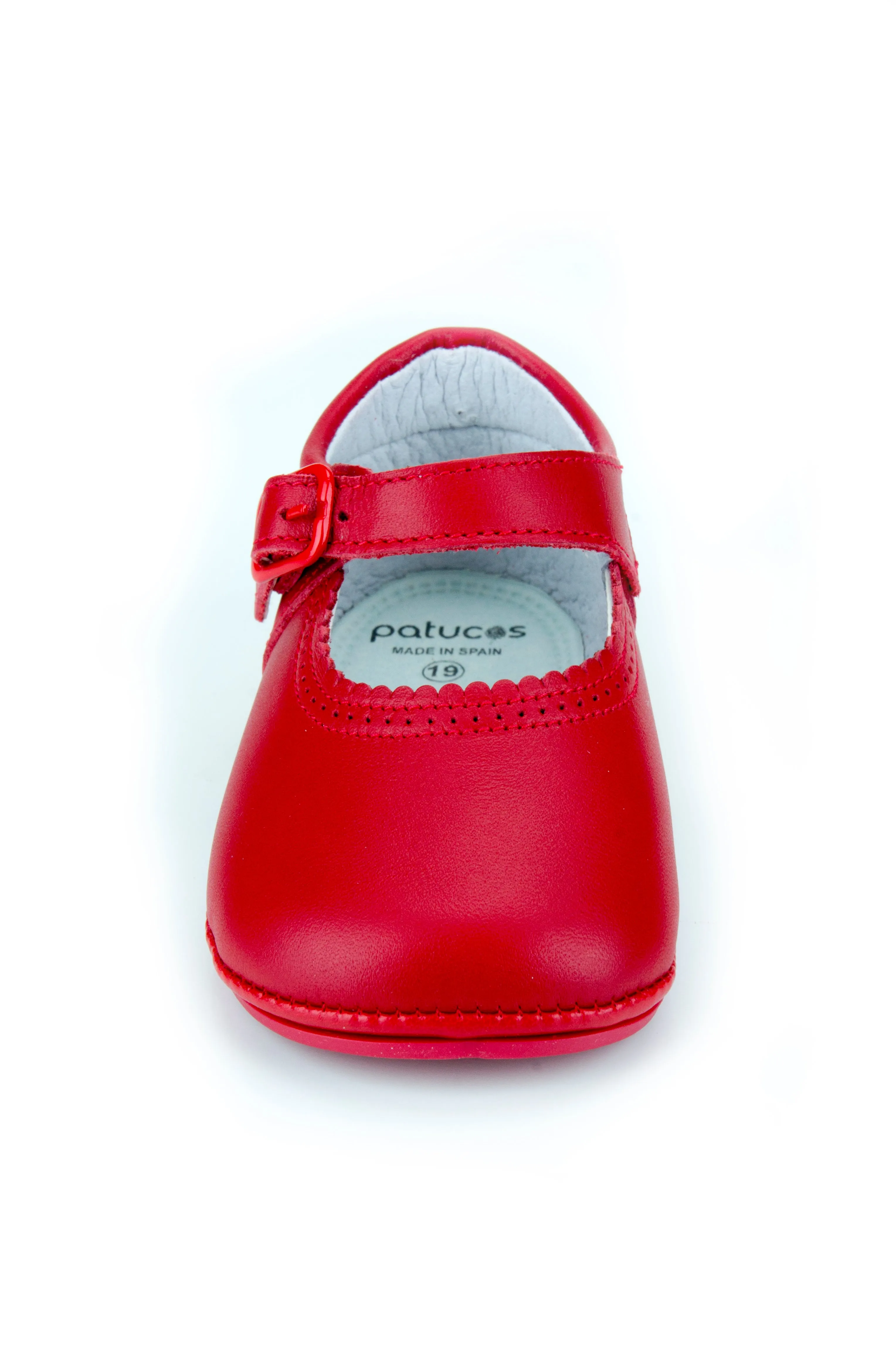 Patucos Soft Leather Mary Janes Red Shoes for girls