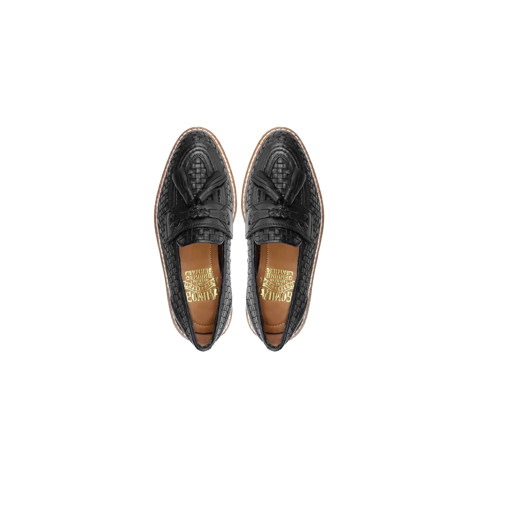 Qird - Kid's Black Hand Woven Calf Leather Loafer (5-12 Years Old)