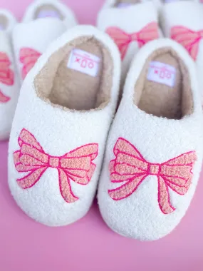 Rock Paper Scissors - Pink Bow Slippers: Medium