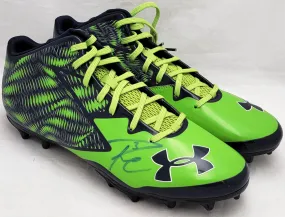 Russell Wilson Autographed Green & Blue Under Armor Team Nitro Cleats Seattle Seahawks Size 12.5 (Bleeding) RW Holo #42151