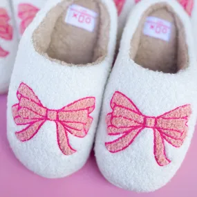 Sashay in Style Pink Bow Slippers